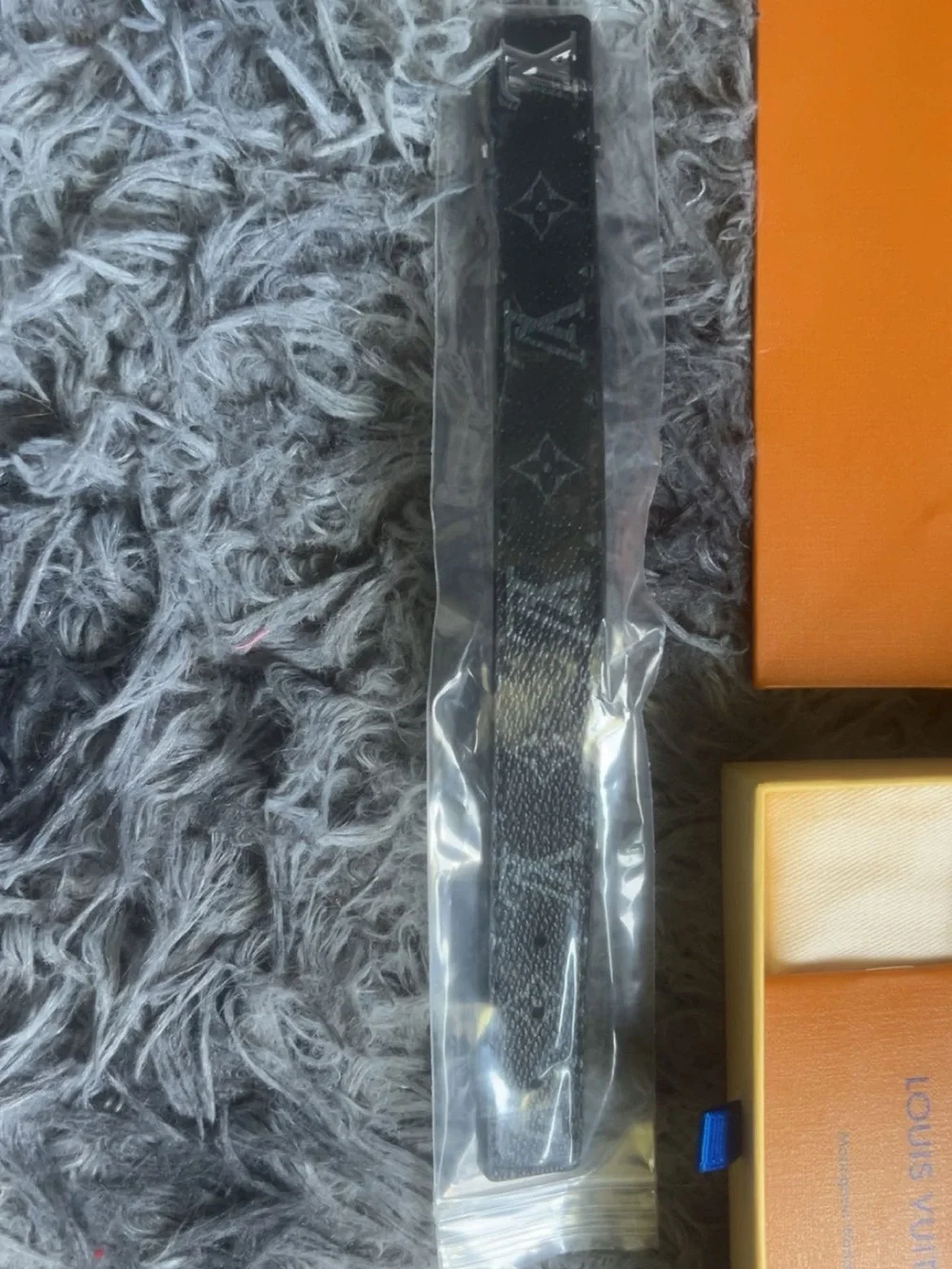 Louis Vuitton Orange Gift Box & Blue-Handled Bag Set